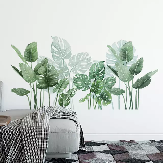 2023 The Latest Strong Self Adhesive Vinyl Removable Tropical Green Leafs Wall Decal