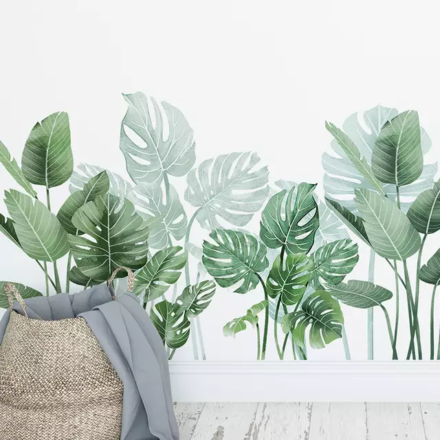 2023 The Latest Strong Self Adhesive Vinyl Removable Tropical Green Leafs Wall Decal