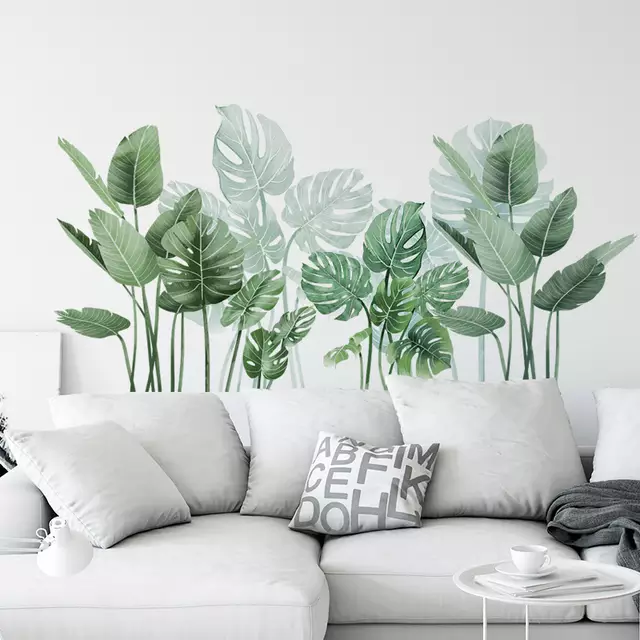 2023 The Latest Strong Self Adhesive Vinyl Removable Tropical Green Leafs Wall Decal