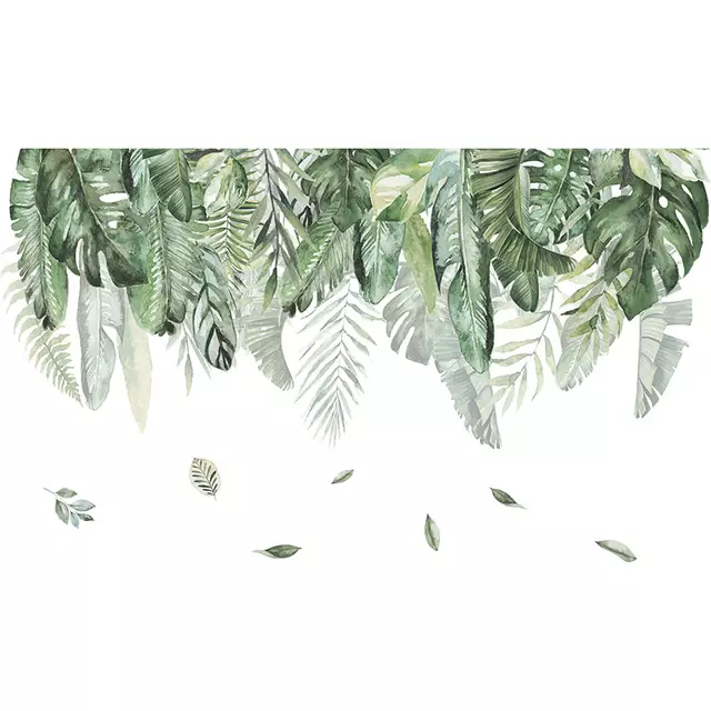 2023 Trendy Strong Self Adhesive vinyl Removable green leafs Wall Decals