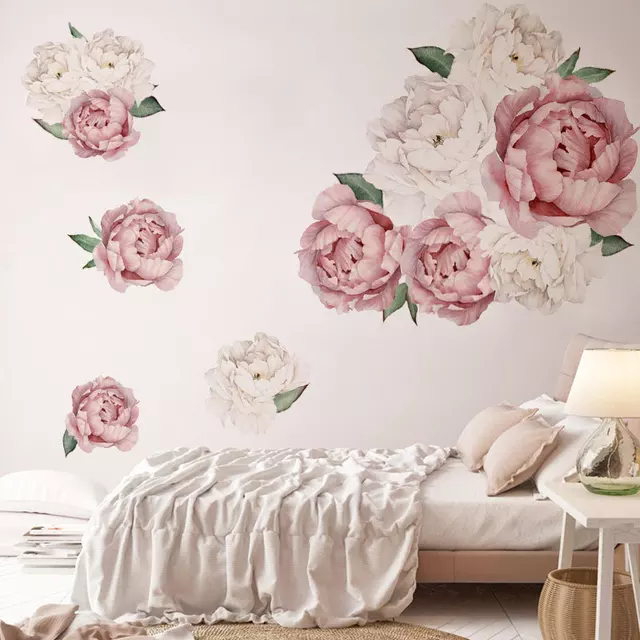 Beautiful Feminine Strong Self Adhesive Vinyl Removable Peony Wall Decals