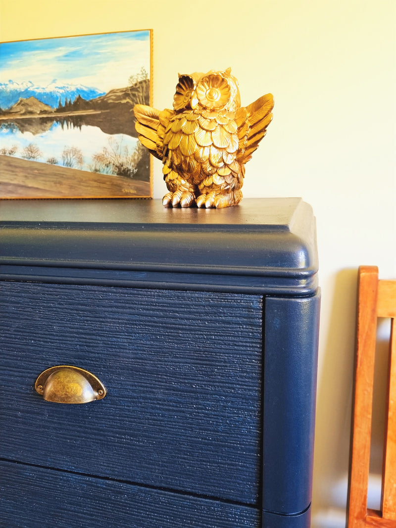 “Midnight Sky”-Beautiful,gorgeous and Freshly refurbished vintage chest of drawers