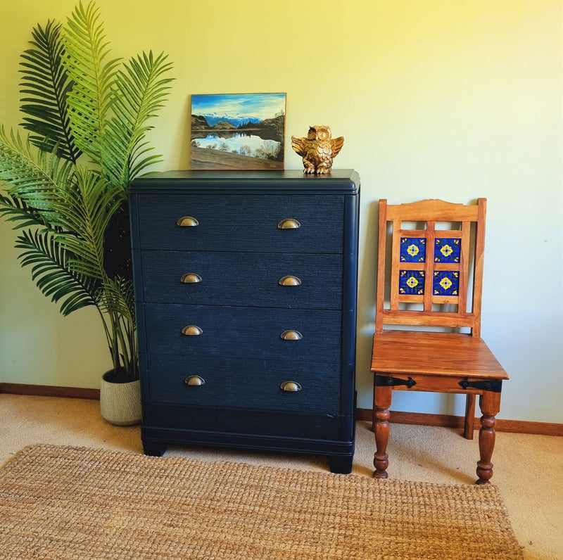 “Midnight Sky”-Beautiful,gorgeous and Freshly refurbished vintage chest of drawers