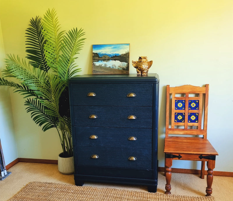 “Midnight Sky”-Beautiful,gorgeous and Freshly refurbished vintage chest of drawers