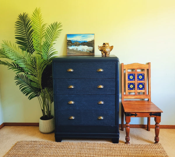 “Midnight Sky”-Beautiful,gorgeous and Freshly refurbished vintage chest of drawers