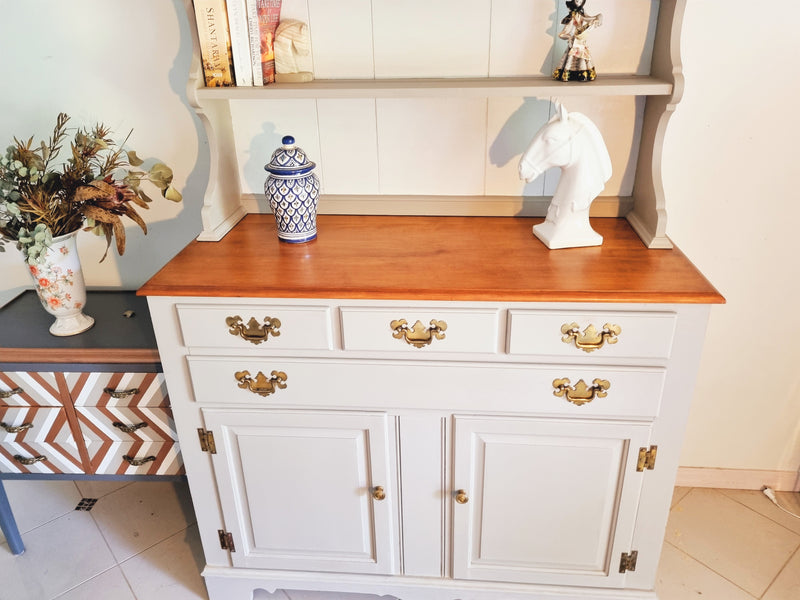 Julie- Stunning and newly refurbished original vintage Oak Hutch and sideboard