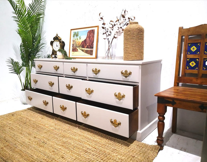 Beautiful and Newly refurbished solid wood Vintage dresser/drawers