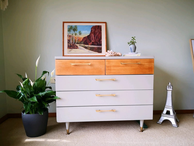 Amelia -Gorgeous and newly refurbished original mid-century 1964 dresser/chest of drawers