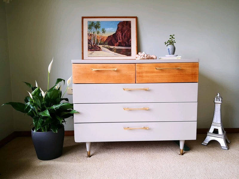 Amelia -Gorgeous and newly refurbished original mid-century 1964 dresser/chest of drawers